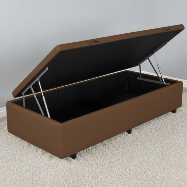 Base Box Solteiro Baú Corino Marrom - ALTO NÍVEL CAMAS E COLCHÕES