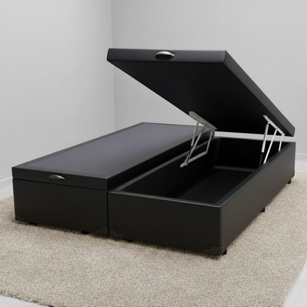 Base Box Queen Baú Corino Preto - ALTO NÍVEL CAMAS E COLCHÕES