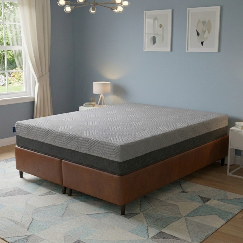 Colchão Queen Fit Visco 25 cm D28/D40 + Base Simples Corino Marrom – UMAFLEX + ALTO NÍVEL