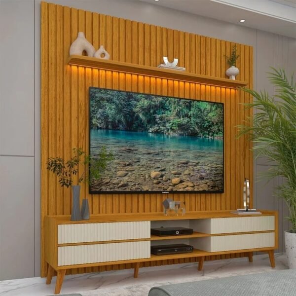 Painel até 85″ Nobre 230 Naturale  + Rack Magnífico Naturale/Off White – GELIUS