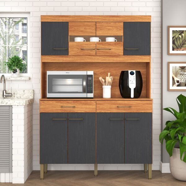 Kit Cozinha Laura K120 1,20 m Cinamomo/Grafite - FELLICCI