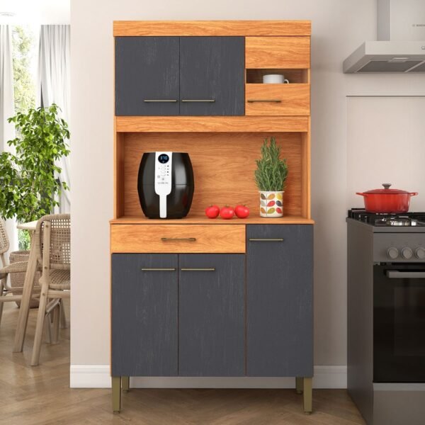 Kit Cozinha Carla K090 0,90 m Cinamomo/Grafite - FELLICCI