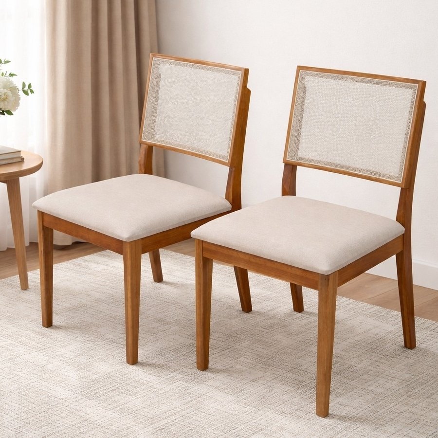 Kit 2 Cadeiras Dubai Mel/Linho Bege 614 - ART ASSENTOS