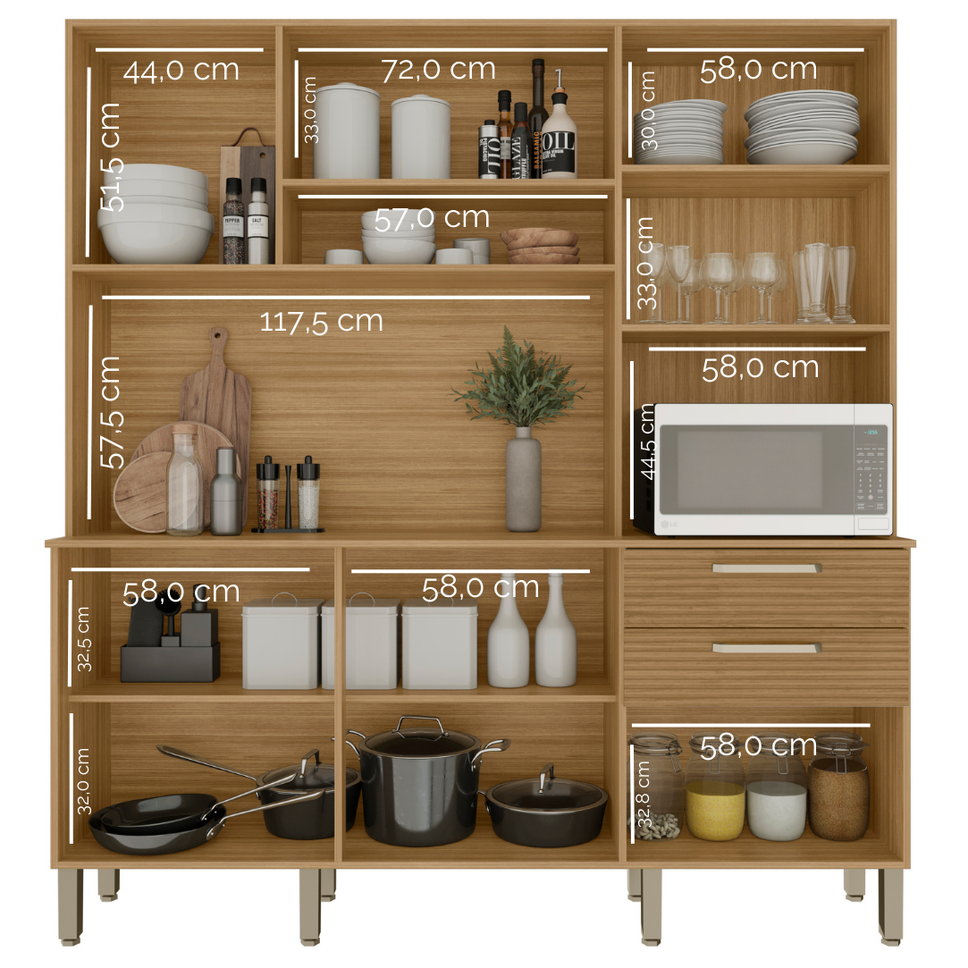 Kit Cozinha Ferrara Plus 1,80 m Freijó/Supremo/Ripado Freijó - KIT'S PARANÁ - Imagem 6