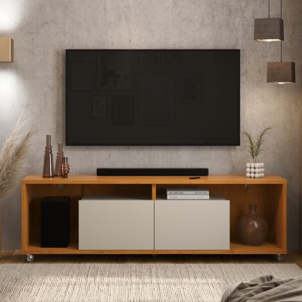 Rack até 75" Move 1.8 Cinamomo/Off White - PATRIMAR