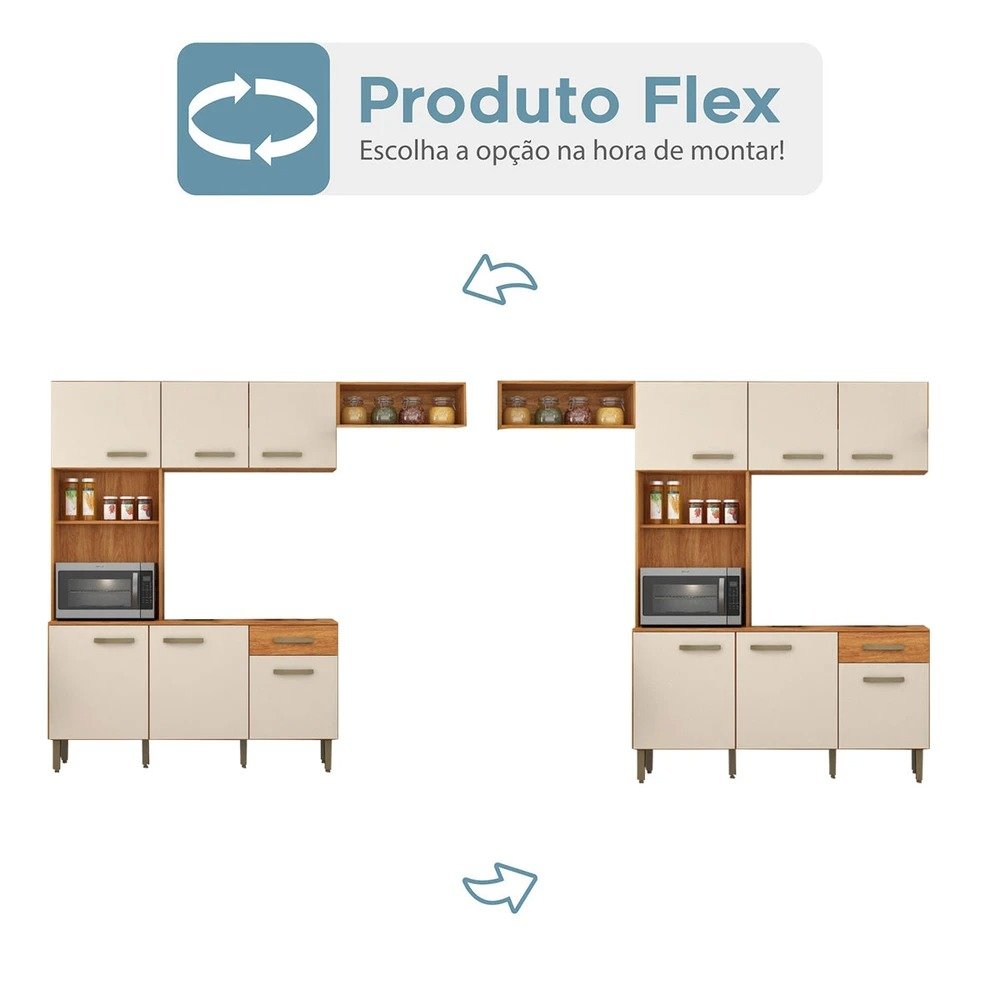 Cozinha Nina CN10 2,20 m Cinamomo/Off White - FELLICCI - Imagem 4