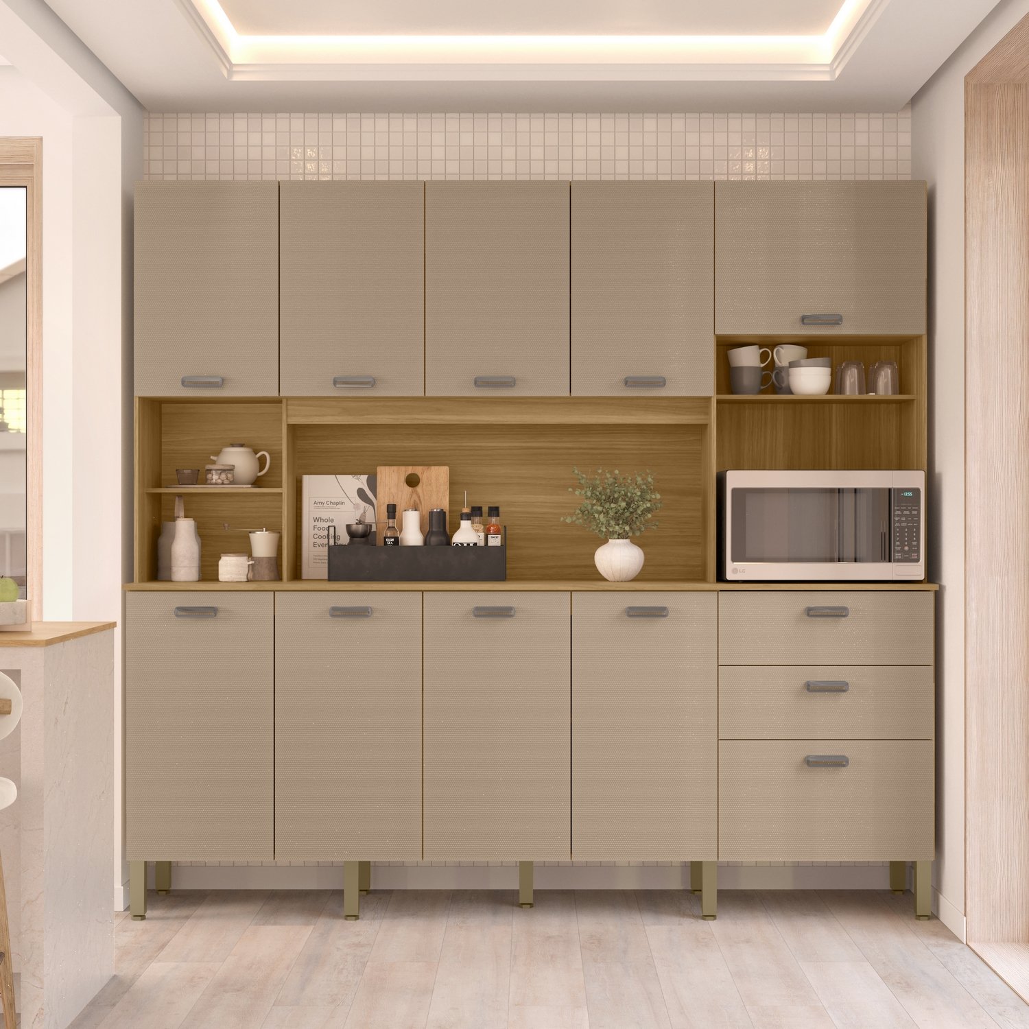 Kit Cozinha Intense 2,22 m Freijó/Vanilla - KIT'S PARANÁ - Imagem 3