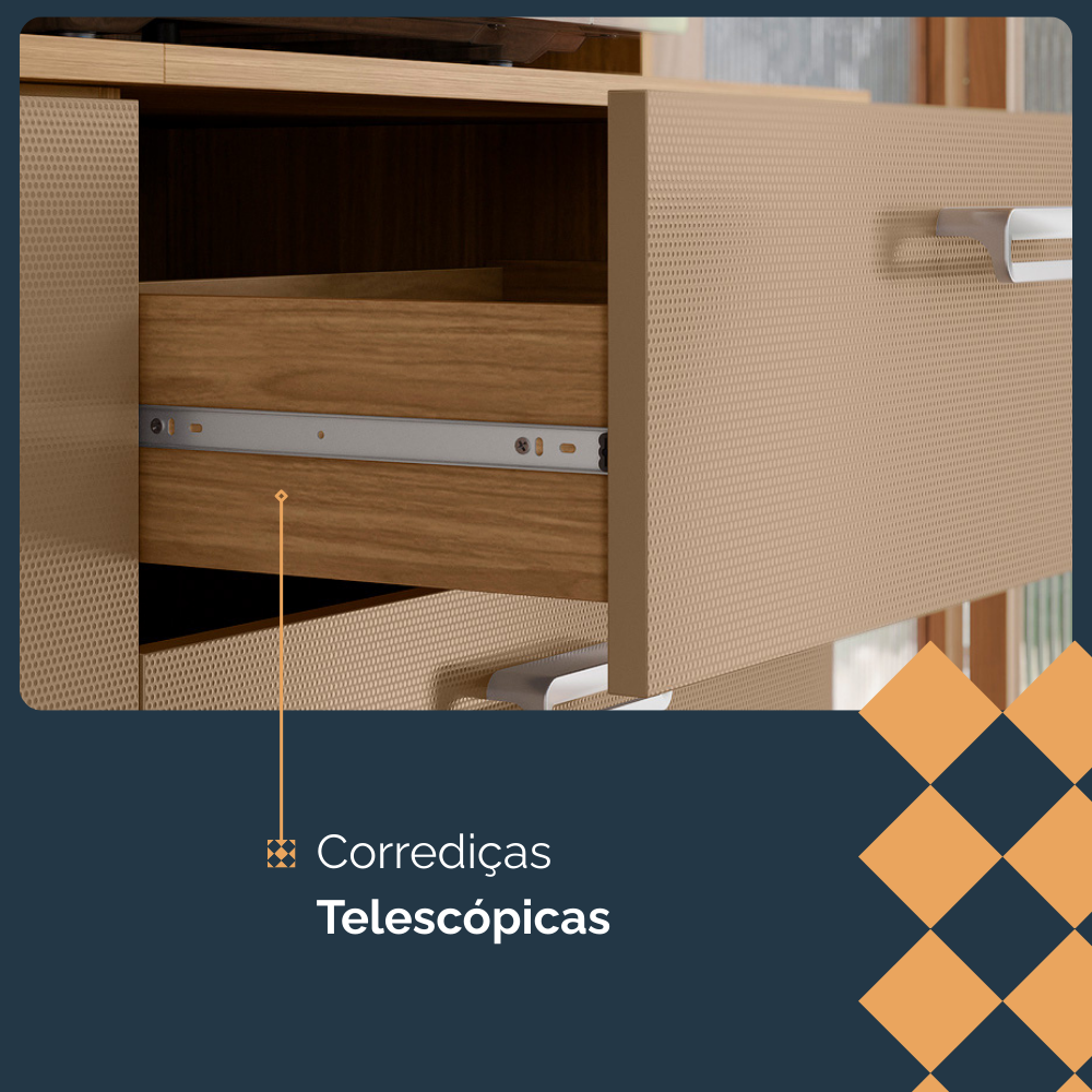 Kit Cozinha Intense 2,22 m Freijó/Vanilla - KIT'S PARANÁ - Imagem 7