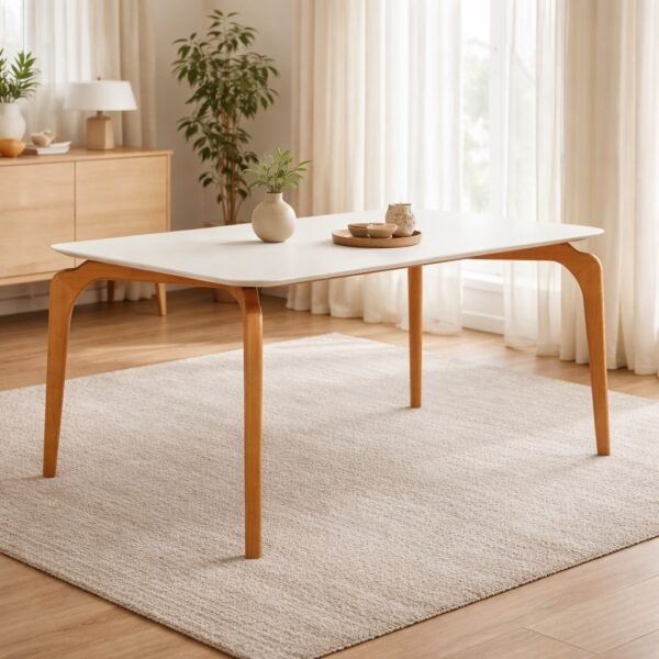 Mesa Capri 160 (C/Vidro) Cinamomo/Off White - MÓVEIS VALVERDE