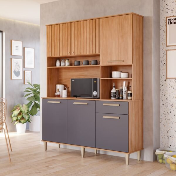 Kit Cozinha 6 Portas Mila 1,51 m Cinamomo/Titanium - MGM MÓVEIS