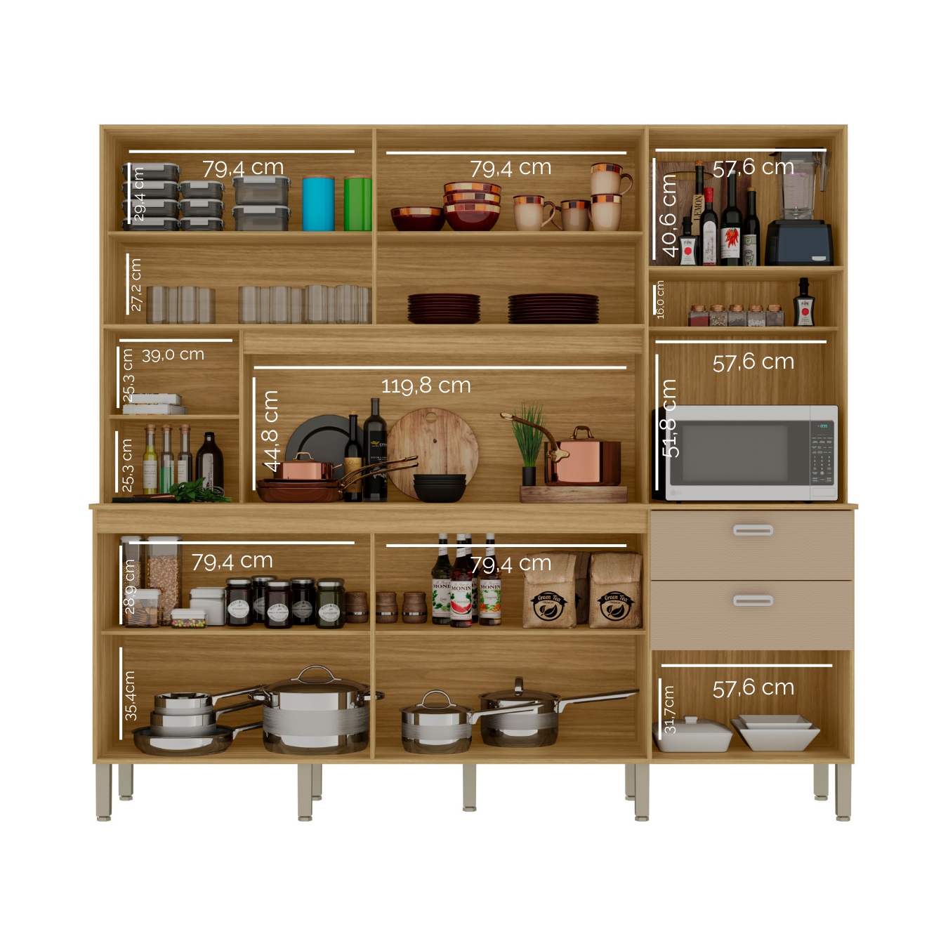 Kit Cozinha Intense 2,22 m Freijó/Vanilla - KIT'S PARANÁ - Imagem 4