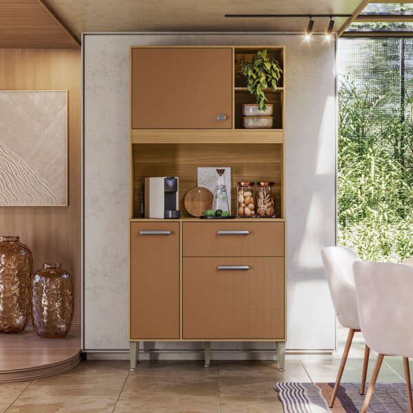 Kit Cozinha Zen 0,90 m Freijó/Caramelo - KIT'S PARANÁ