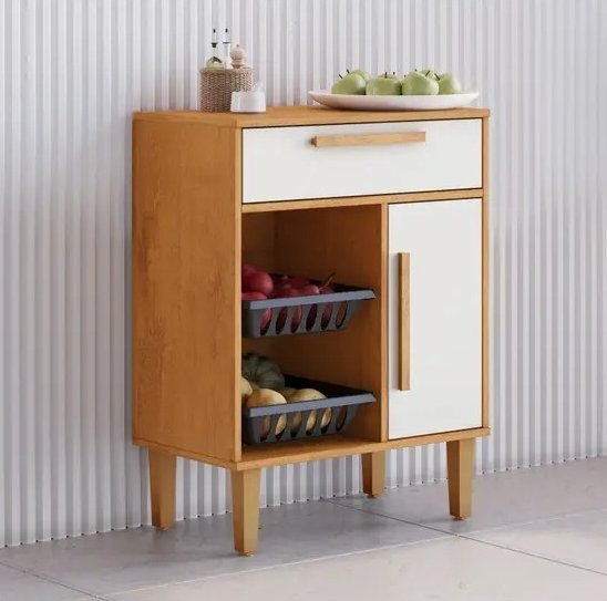 Fruteira Lorena Nature/Off White - KAIKI MÓVEIS