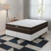Colchão Queen Lisboa 24 cm D28 Molas Ensacadas + Base Simples Corino Branco – ECOTEC + BIOSTAR