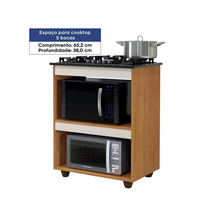 Balcão para Cooktop 5 Bocas Turim Nature/Off White – KAIKI MÓVEIS - Imagem 2