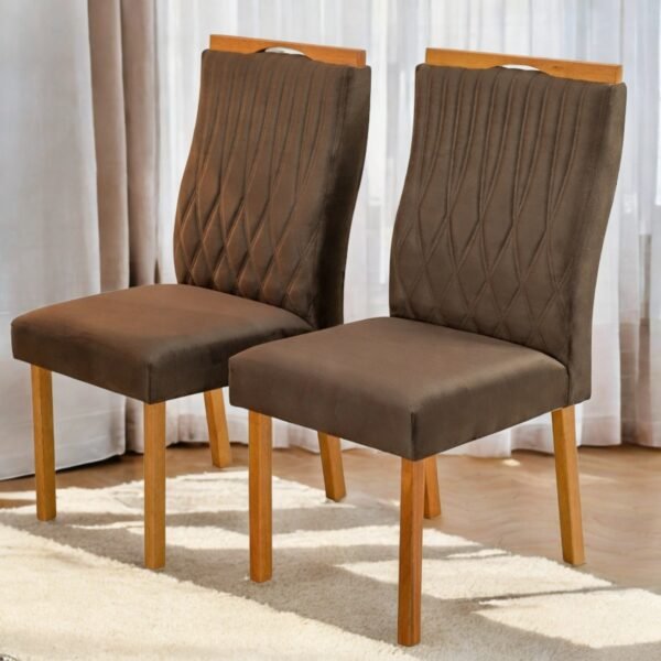 Kit 2 Cadeiras Gênova Mel/Veludo Marrom 509 – ART ASSENTOS