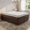Colchão Queen Rondopremium Plus 32 cm D33 Molas Ensacadas + Base Simples Corino Marrom – RONDOMÓVEIS + ALTO NÍVEL