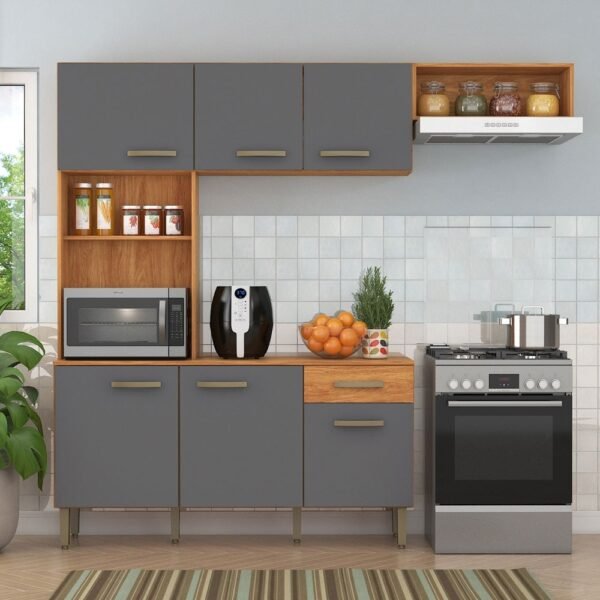 Cozinha Nina CN10 2,20 m Cinamomo/Grafite - FELLICCI