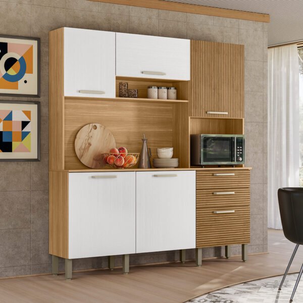 Kit Cozinha Ferrara Plus 1,80 m Freijó/Supremo/Ripado Freijó - KIT'S PARANÁ