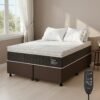 Colchão Queen Massageador Titan/Thor 34 cm D28 Molas Ensacadas + Base Box Simples Corino Marrom – VIERO + ALTO NÍVEL