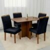 Mesa Salinas 120 (Tampo Londres s/vidro) Cinamomo/Off White com 4 Cadeiras Las Vegas Veludo Preto 13 – CEL MÓVEIS + OURO DECOR