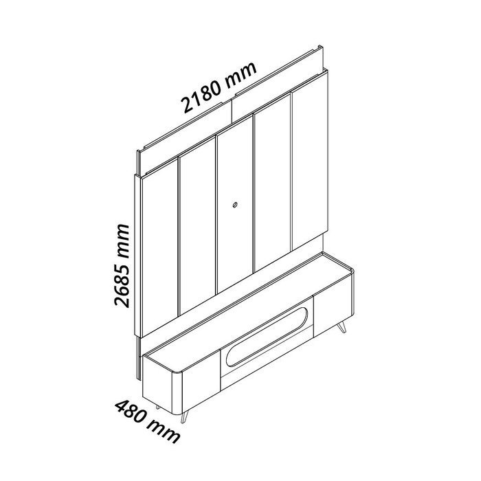 Painel até 85″ Magnífico Naturale/Off White + Rack Nobre 210 (Pés de madeira) Off White/Naturale – GELIUS - Imagem 2