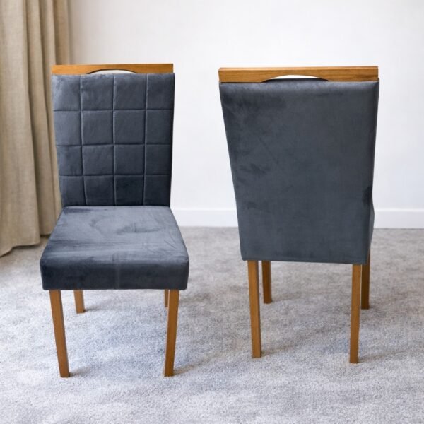 Kit 2 Cadeiras Las Vegas Veludo Cinza Grafite 10 - OURO DECOR