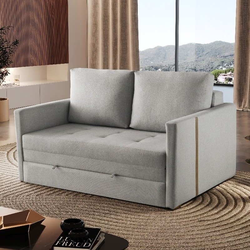 Sofá Cama Dominic Ref.49 1,40 m Linho Cinza 2502-B - LUXURY - Imagem 2