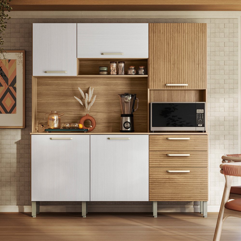 Kit Cozinha Ferrara Plus 1,80 m Freijó/Supremo/Ripado Freijó - KIT'S PARANÁ - Imagem 3