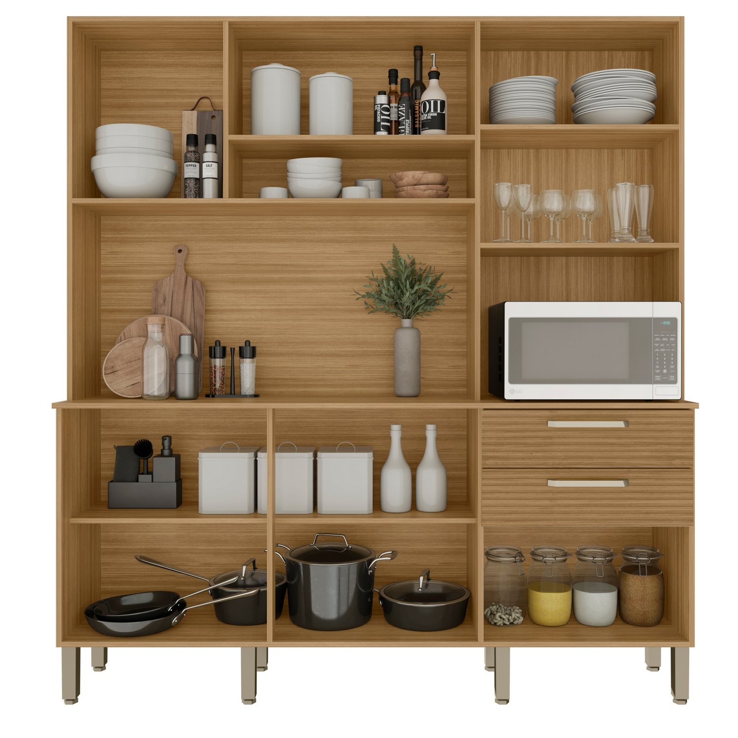 Kit Cozinha Ferrara Plus 1,80 m Freijó/Supremo/Ripado Freijó - KIT'S PARANÁ - Imagem 2