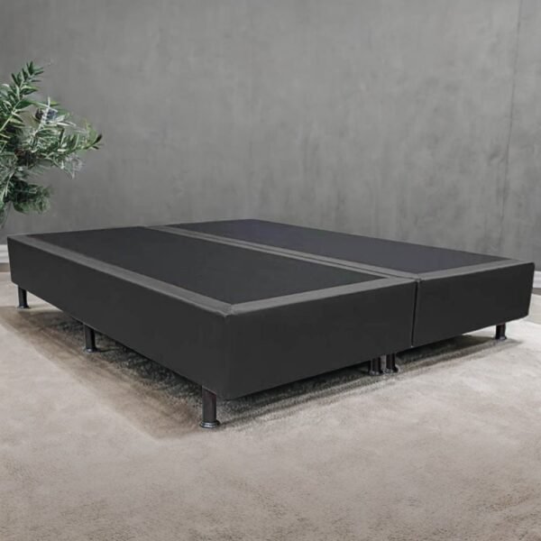 Base Box Queen Simples Corino Preto - ALTO NÍVEL CAMAS E COLCHÕES