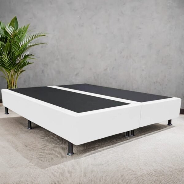 Base Box Queen Simples Corino Branco - ALTO NÍVEL CAMAS E COLCHÕES