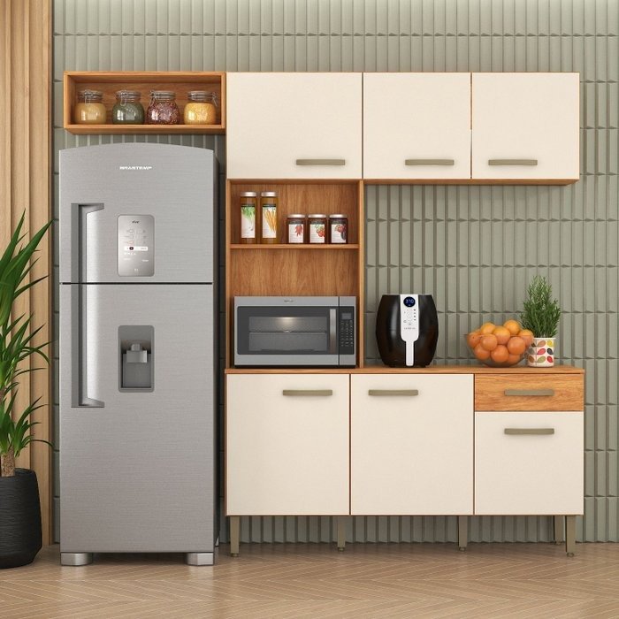 Cozinha Nina CN10 2,20 m Cinamomo/Off White - FELLICCI - Imagem 3