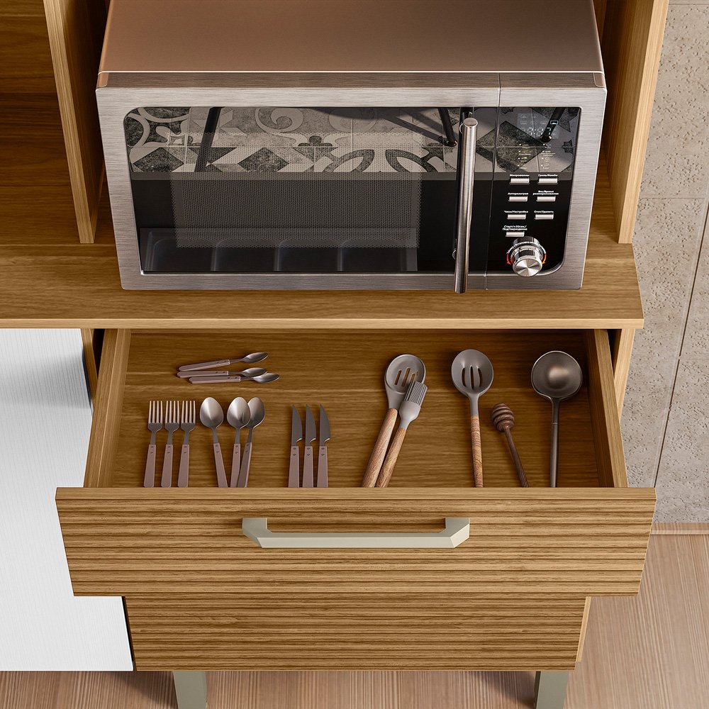 Kit Cozinha Ferrara Plus 1,80 m Freijó/Supremo/Ripado Freijó - KIT'S PARANÁ - Imagem 7