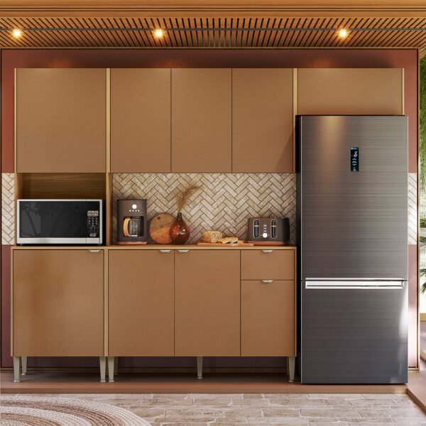 Cozinha Completa (com Balcão) Soul Freijó/Caramelo - KIT'S PARANÁ