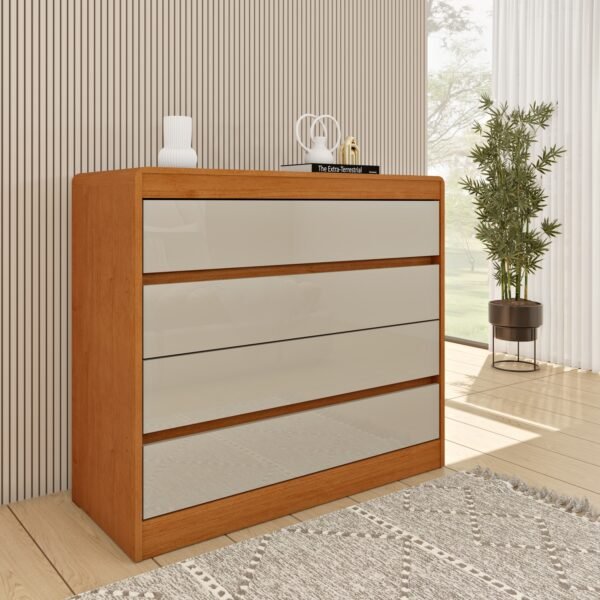 Cômoda 4 Gavetas Espanha Cinamomo/Off White - TCIL