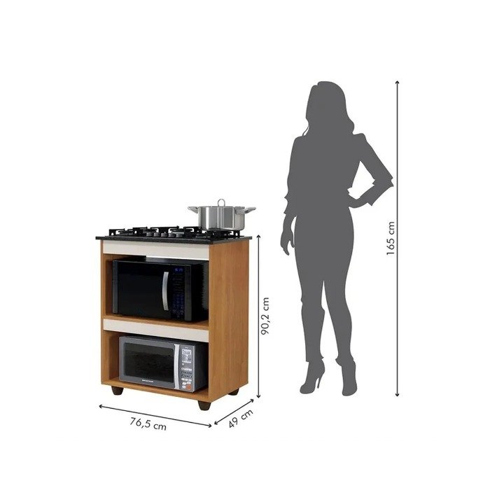 Balcão para Cooktop 5 Bocas Turim Nature/Off White – KAIKI MÓVEIS - Imagem 5