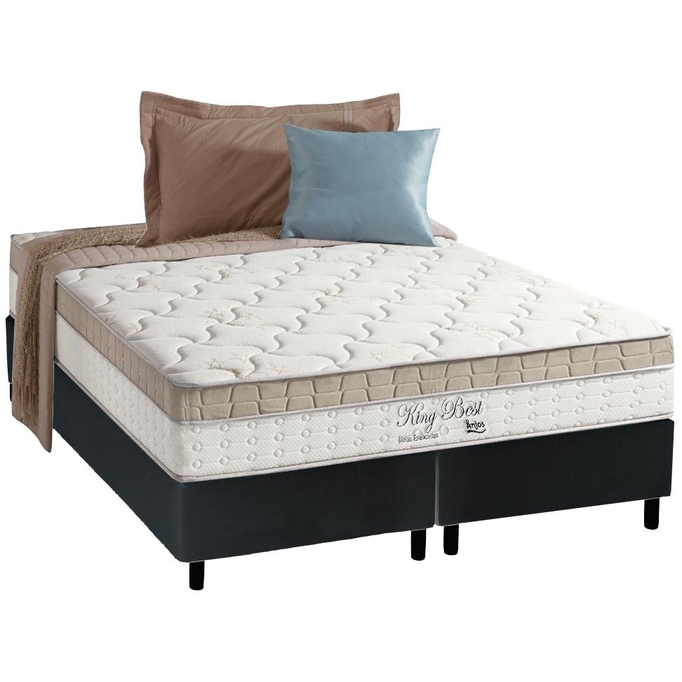 Colchão Queen King Best 28 cm D28 Molas Ensacadas + Base Simples Corino Preto – ANJOS + ALTO NÍVEL - Imagem 2