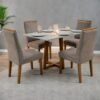 Mesa Pedro 120 Mel/Off White com 4 Cadeiras Gênova Veludo Bege Capuccino 506 – ART ASSENTOS