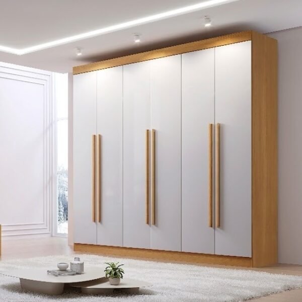 Guarda-Roupa 6 Portas Monte Carlo 2,32 m Cinamomo/Off White - D'DORO