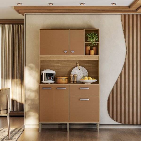 Kit Cozinha Liv 1,20 m Freijó/Caramelo - KIT'S PARANÁ