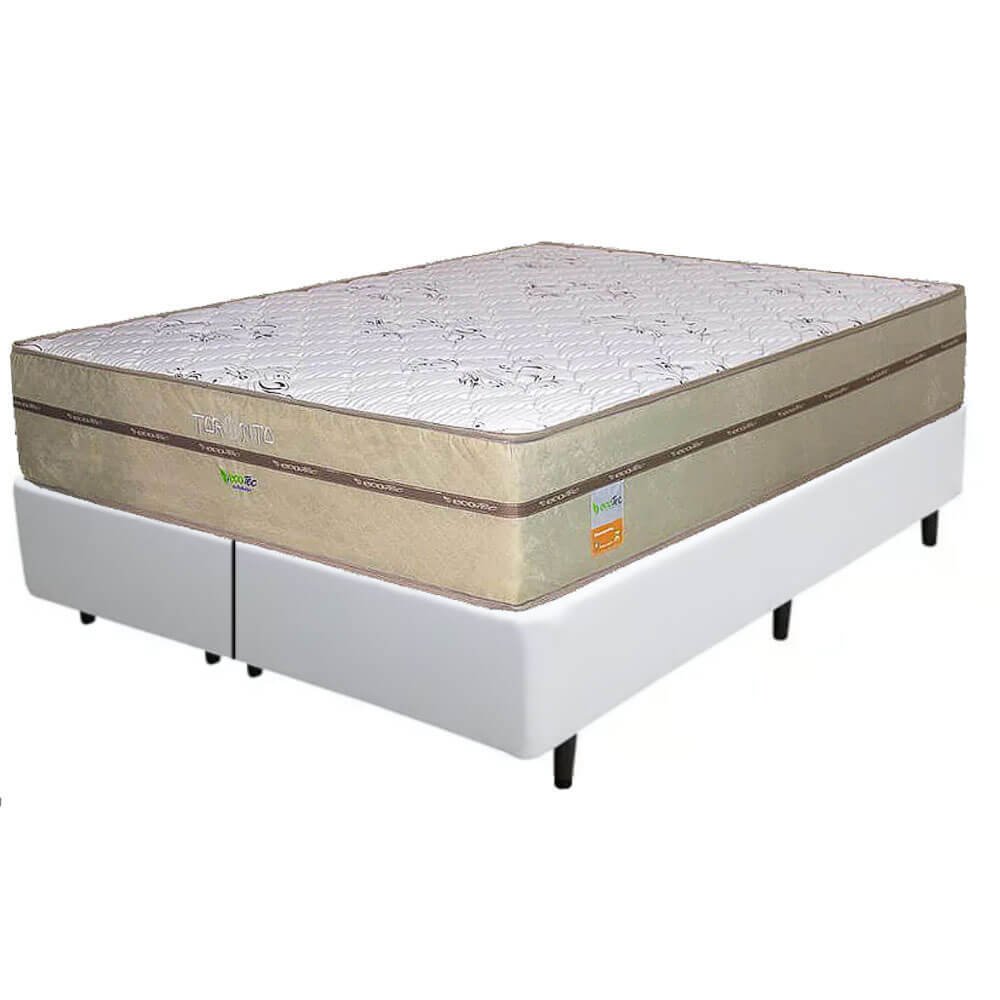 Colchão Queen Toronto 30 cm D28 Molas Ensacadas + Base Simples Corino Branco – ECOTEC + BIOSTAR - Imagem 2