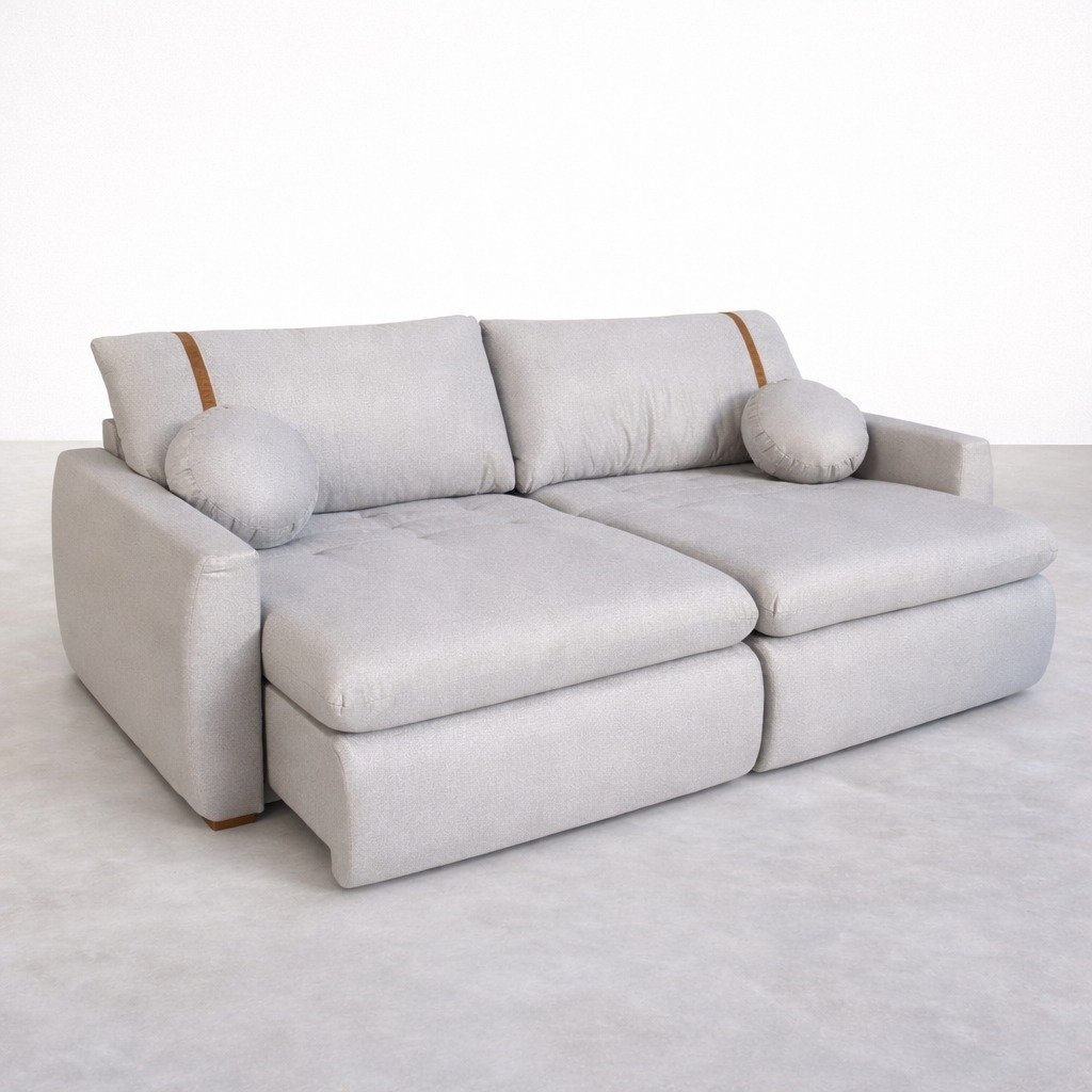 Sofá Cama Retrátil Lagoon 2,30 m Linho Cinza - CONFORT LAR ESTOFADOS - Imagem 9