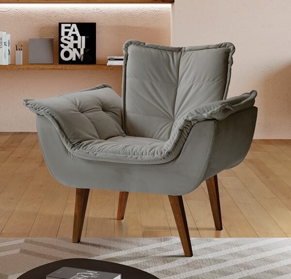 Poltrona Eros Veludo Prata Jolie - MONTANO ESTOFADOS