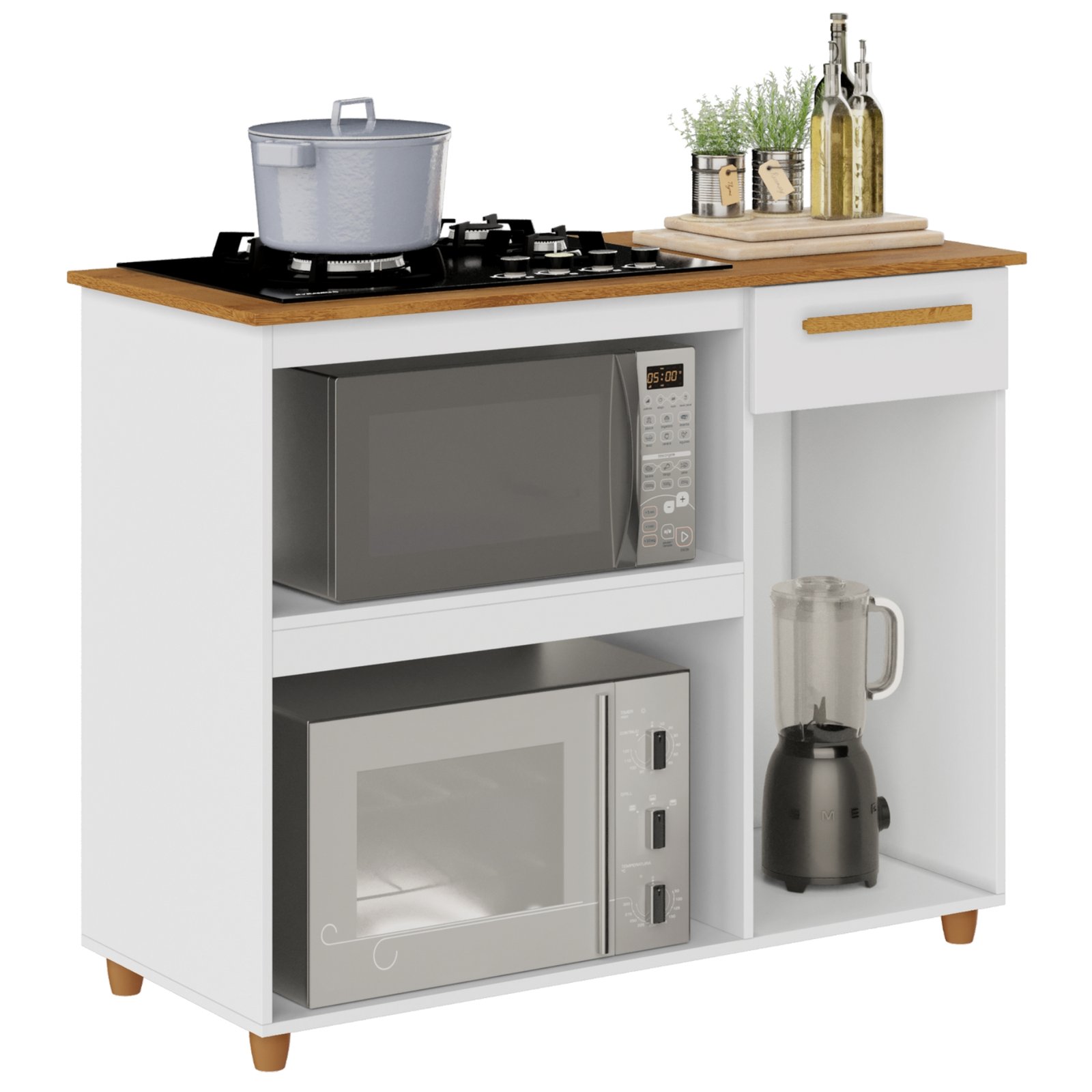 Balcão para Cooktop 5 Bocas Chicago Branco - KAIKI MÓVEIS - Imagem 2