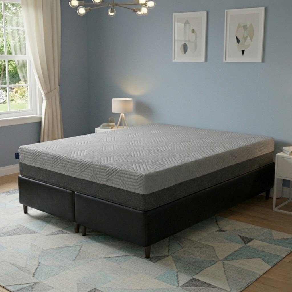 Colchão Queen Fit Visco 25 cm D28/D40 + Base Simples Corino Preto – UMAFLEX + ALTO NÍVEL0