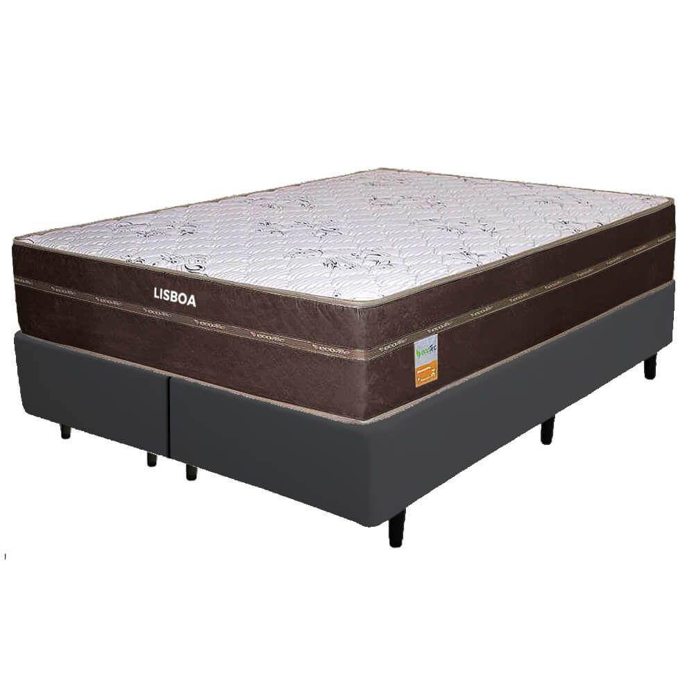 Colchão Queen Lisboa 24 cm D28 Molas Ensacadas + Base Simples Corino Preto – ECOTEC + ALTO NÍVEL - Imagem 2