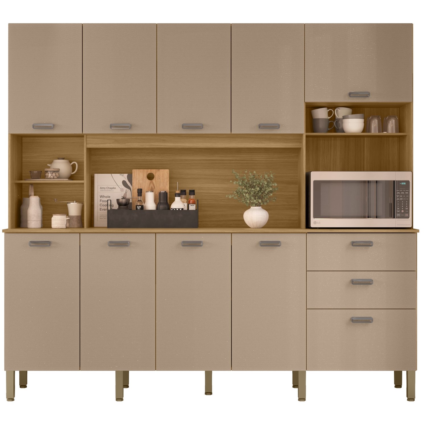 Kit Cozinha Intense 2,22 m Freijó/Vanilla - KIT'S PARANÁ - Imagem 9