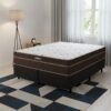 Colchão Queen Lisboa 24 cm D28 Molas Ensacadas + Base Simples Corino Preto – ECOTEC + ALTO NÍVEL