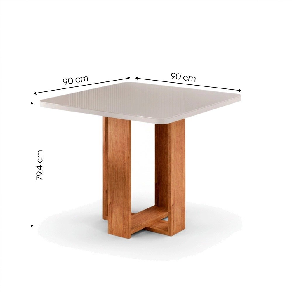 Mesa Anjo/Angel 90 Mel/Blonde/Off White com 4 Cadeiras Sol Linho Bronze - VIERO MÓVEIS - Imagem 2